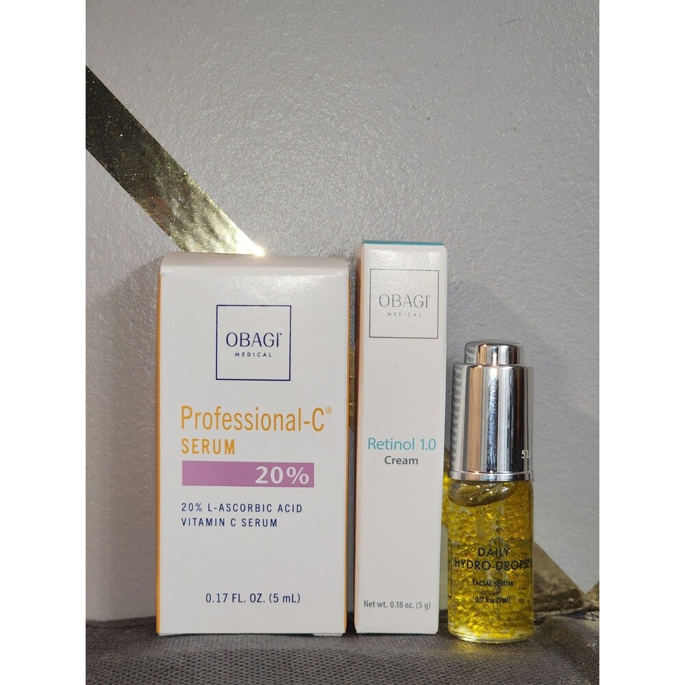 Obagi Vitamin C, Hydro Drops And Retinol 3 Pc 5ml/g Bundle Authentic
